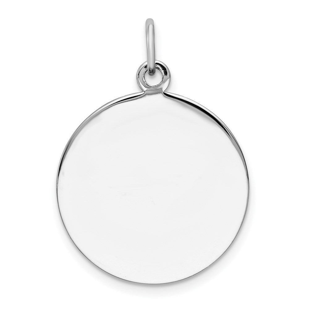 Sterlingsilber Rhodiniert-plt Gravierbar Rund Poliert Vorderseite/back Plättchen Charm
