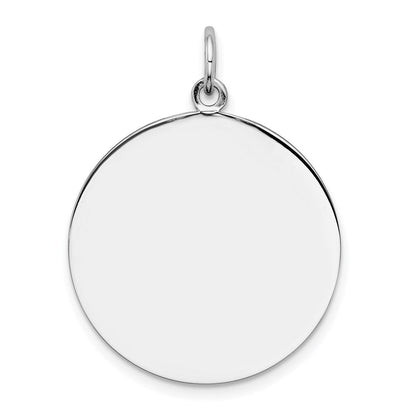 Sterlingsilber Ss Rhodiniert-plt Gravierbar Rund Poliert Vorderseite/satin Rückseite Plättchen Charm