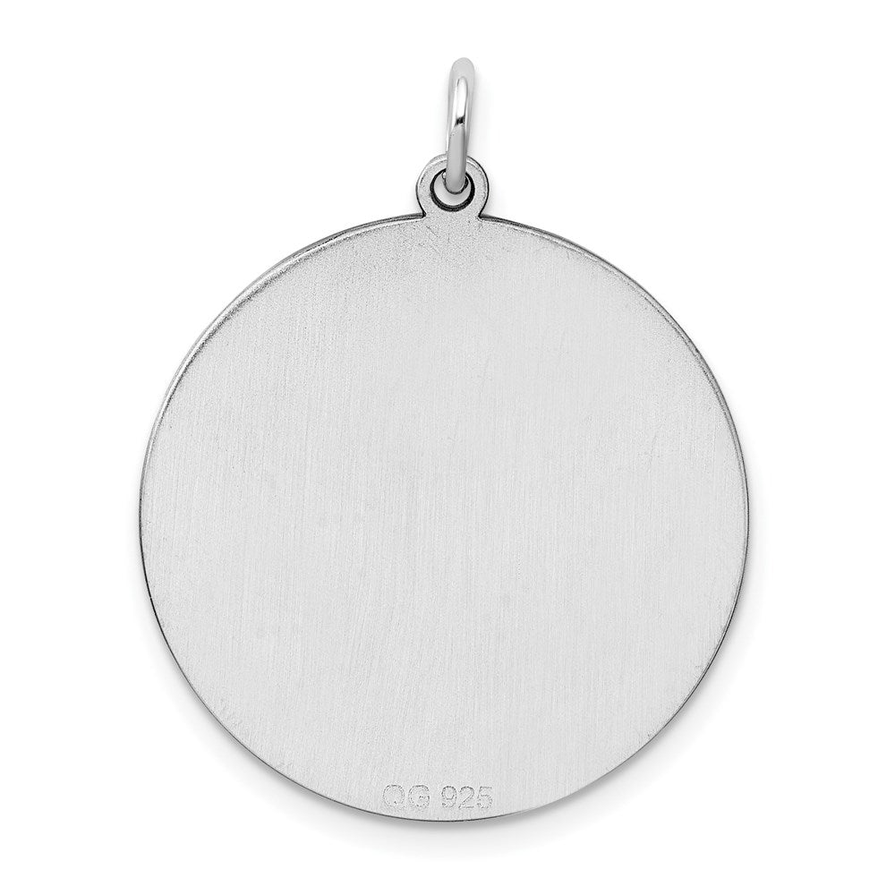 Sterlingsilber Rhodiniert Eng. Rund Poliert Vorderseite/back Plättchen Charm