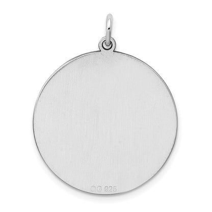 Sterlingsilber Rhodiniert Eng. Rund Poliert Vorderseite/back Plättchen Charm