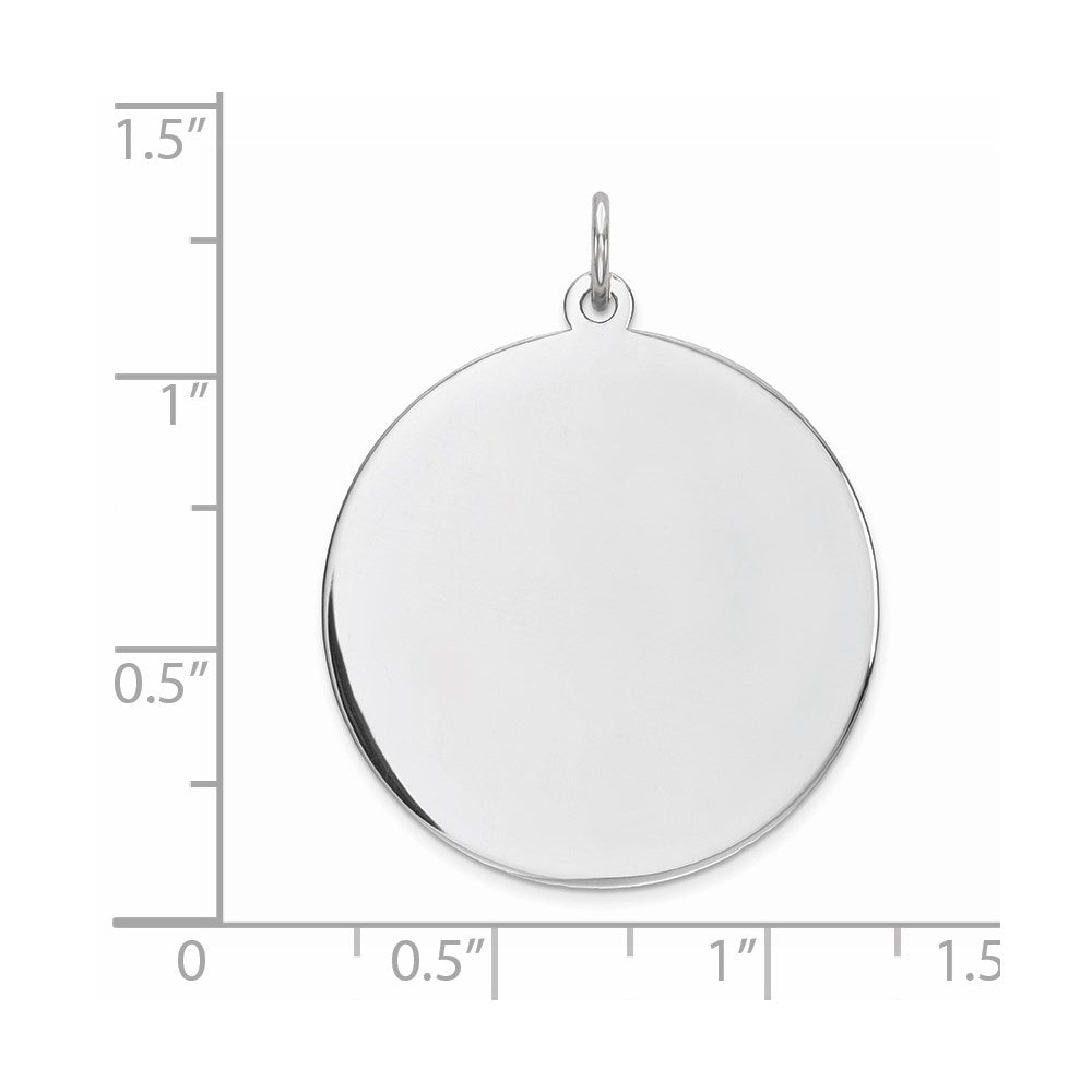 Sterlingsilber Rhodiniert Eng. Rund Poliert Vorderseite/satin Rückseite Plättchen Charm