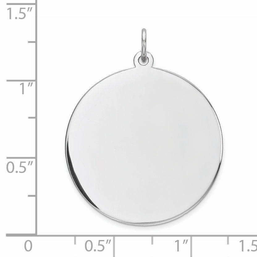 Sterlingsilber Rhodiniert Eng. Rund Poliert Vorderseite/back Plättchen Charm