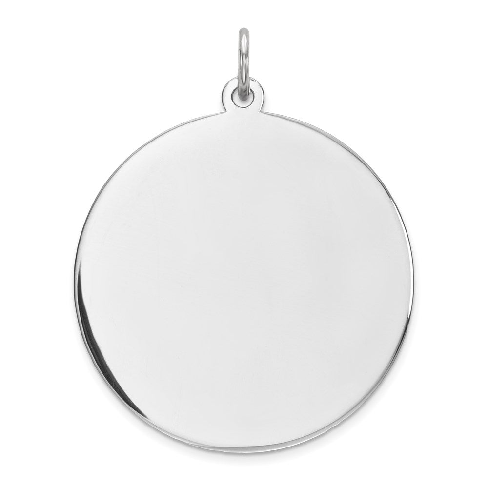 Sterlingsilber Rhodiniert Eng. Rund Poliert Vorderseite/satin Rückseite Plättchen Charm