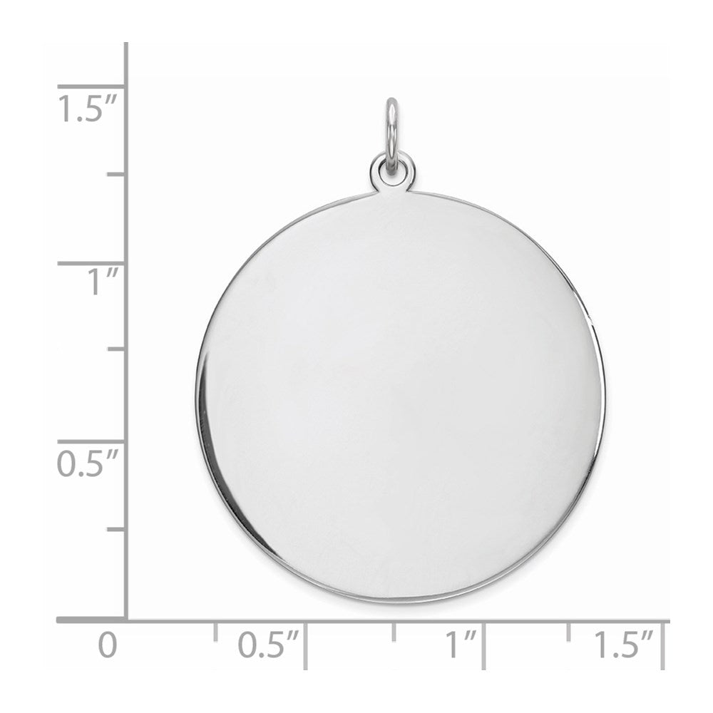 Sterlingsilber Rhodiniert Eng. Rund Poliert Vorderseite/back Plättchen Charm