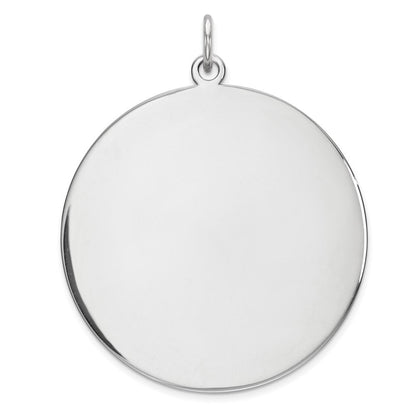 Sterlingsilber Rhodiniert Eng. Rund Poliert Vorderseite/back Plättchen Charm