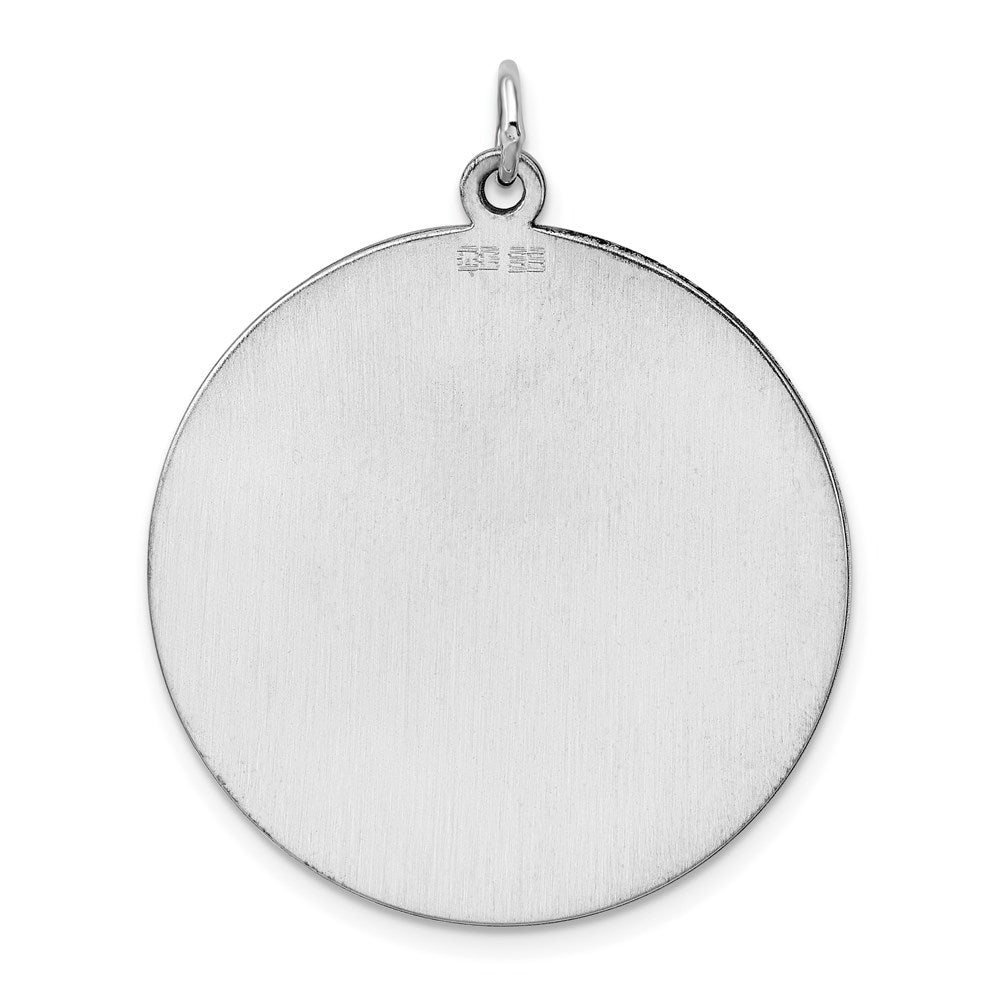 Sterlingsilber Rhodiniert Eng. Rund Poliert Vorderseite/satin Rückseite Plättchen Charm