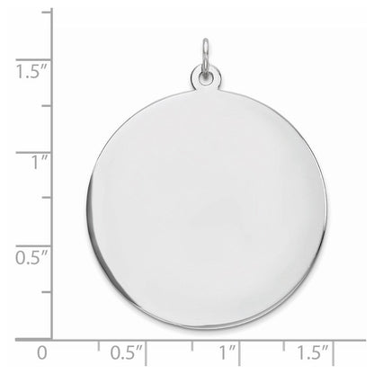 Sterlingsilber Rhodiniert Eng. Rund Poliert Vorderseite/satin Rückseite Plättchen Charm