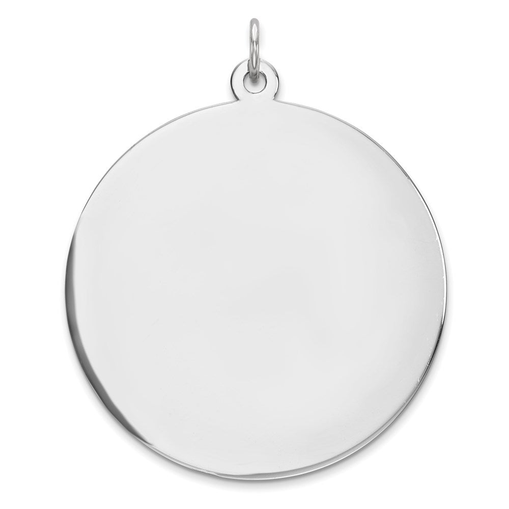 Sterlingsilber Rhodiniert Eng. Rund Poliert Vorderseite/satin Rückseite Plättchen Charm