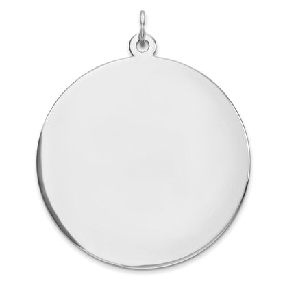 Sterlingsilber Rhodiniert Eng. Rund Poliert Vorderseite/back Plättchen Charm