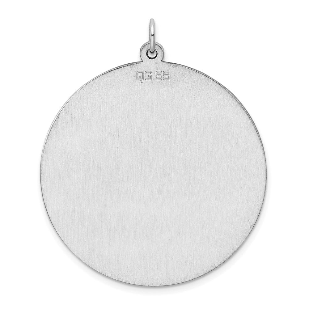 Sterlingsilber Rhodiniert Eng. Rund Poliert Vorderseite/satin Rückseite Plättchen Charm
