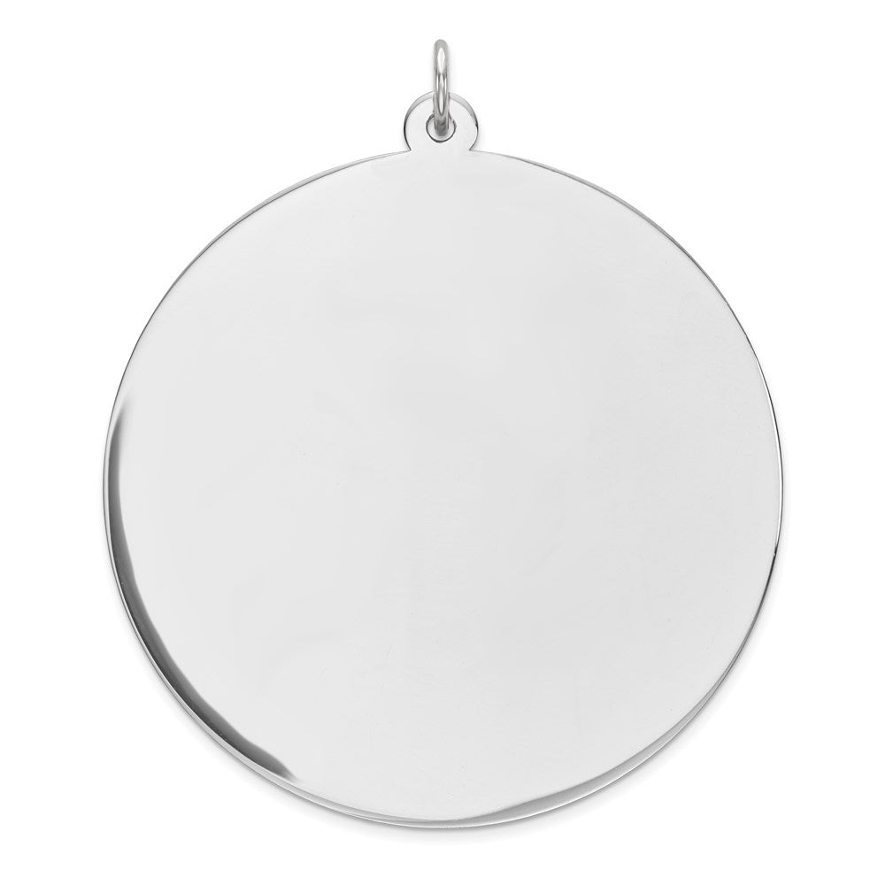 Sterlingsilber Rhodiniert Eng. Rund Poliert Vorderseite/satin Rückseite Plättchen Charm
