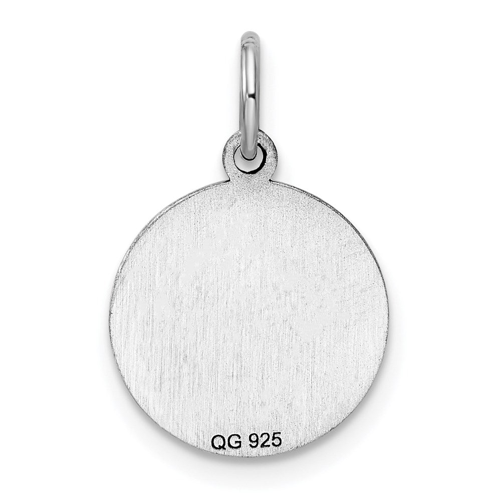Sterlingsilber Rhodiniert Eng. Rund Poliert Vorderseite/satin Rückseite Plättchen Charm
