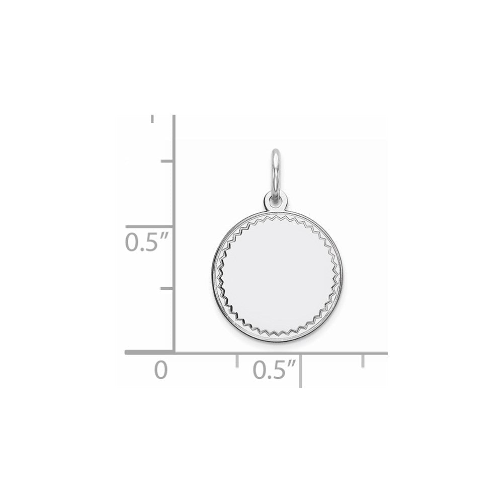 Sterlingsilber Rhodiniert Eng. Rund Poliert Vorderseite/satin Rückseite Plättchen Charm
