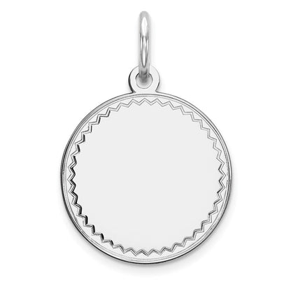 Sterlingsilber Rhodiniert Eng. Rund Poliert Vorderseite/back Plättchen Charm