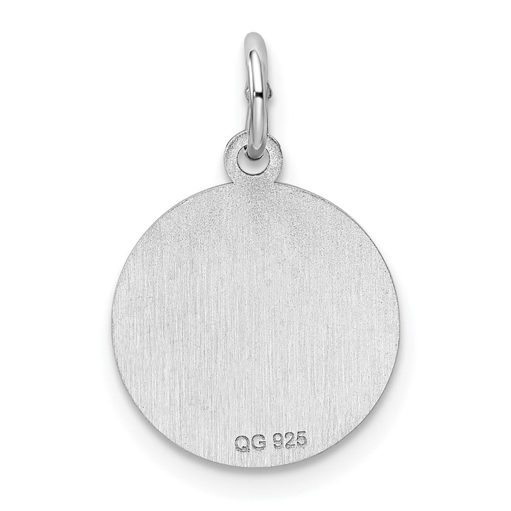 Sterlingsilber Rhodiniert Eng. Rund Poliert Vorderseite/back Plättchen Charm