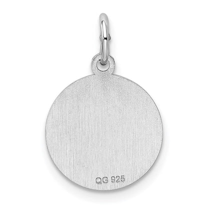 Sterlingsilber Rhodiniert Eng. Rund Poliert Vorderseite/back Plättchen Charm