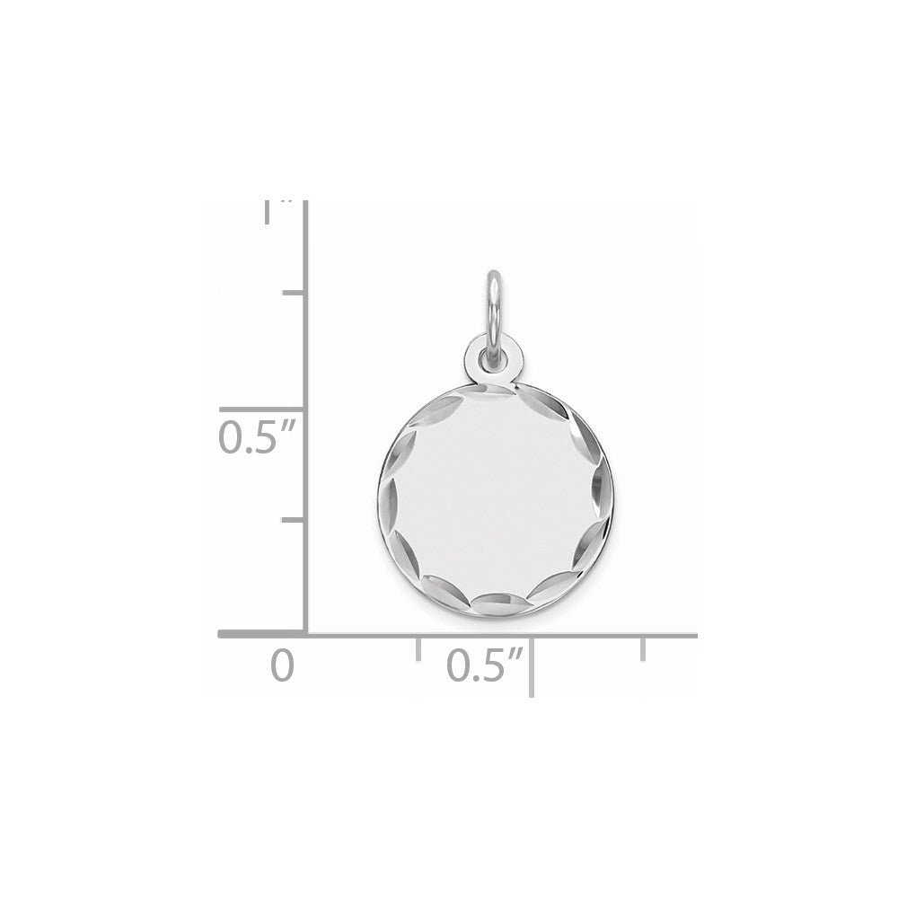 Sterlingsilber Rhodiniert Eng. Rund Poliert Vorderseite/satin Rückseite Plättchen Charm