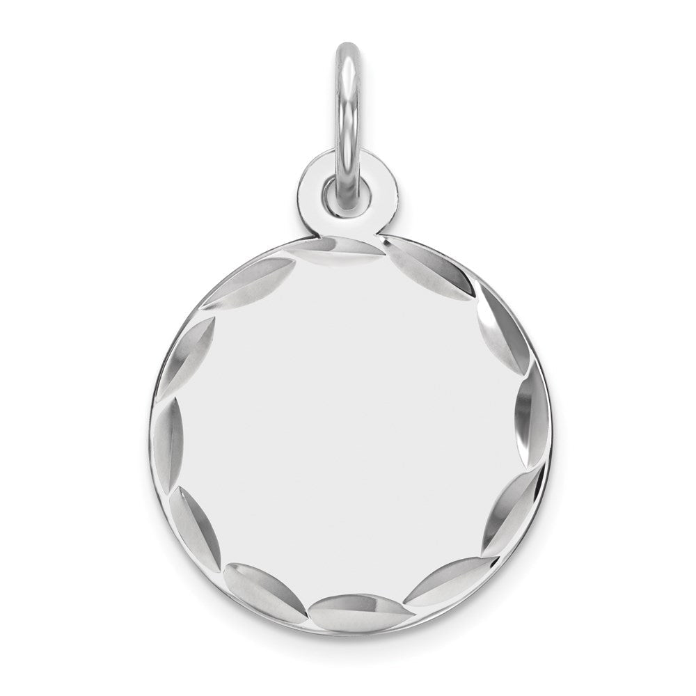 Sterlingsilber Rhodiniert Eng. Rund Poliert Vorderseite/back Plättchen Charm