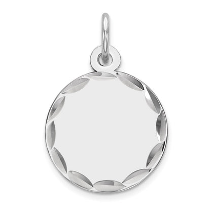 Sterlingsilber Rhodiniert Eng. Rund Poliert Vorderseite/back Plättchen Charm