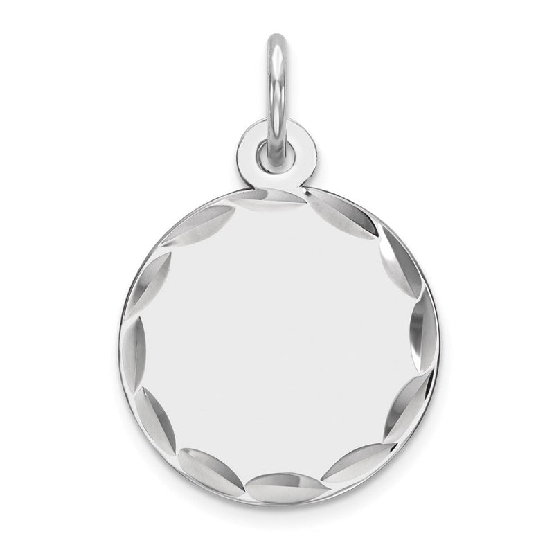 Sterlingsilber Rhodiniert Eng. Rund Poliert Vorderseite/back Plättchen Charm
