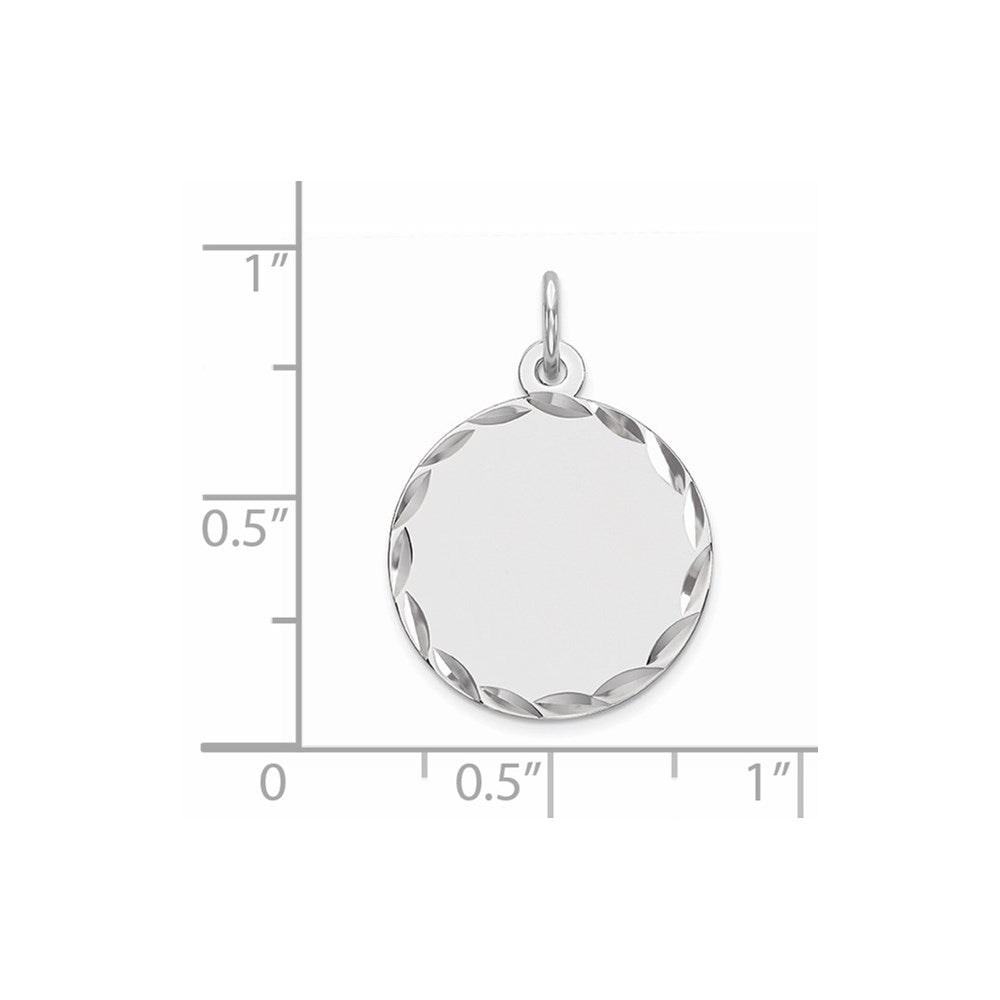 Sterlingsilber Rhodiniert Eng. Rund Poliert Vorderseite/satin Rückseite Plättchen Charm