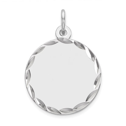 Sterlingsilber Rhodiniert Eng. Rund Poliert Vorderseite/back Plättchen Charm
