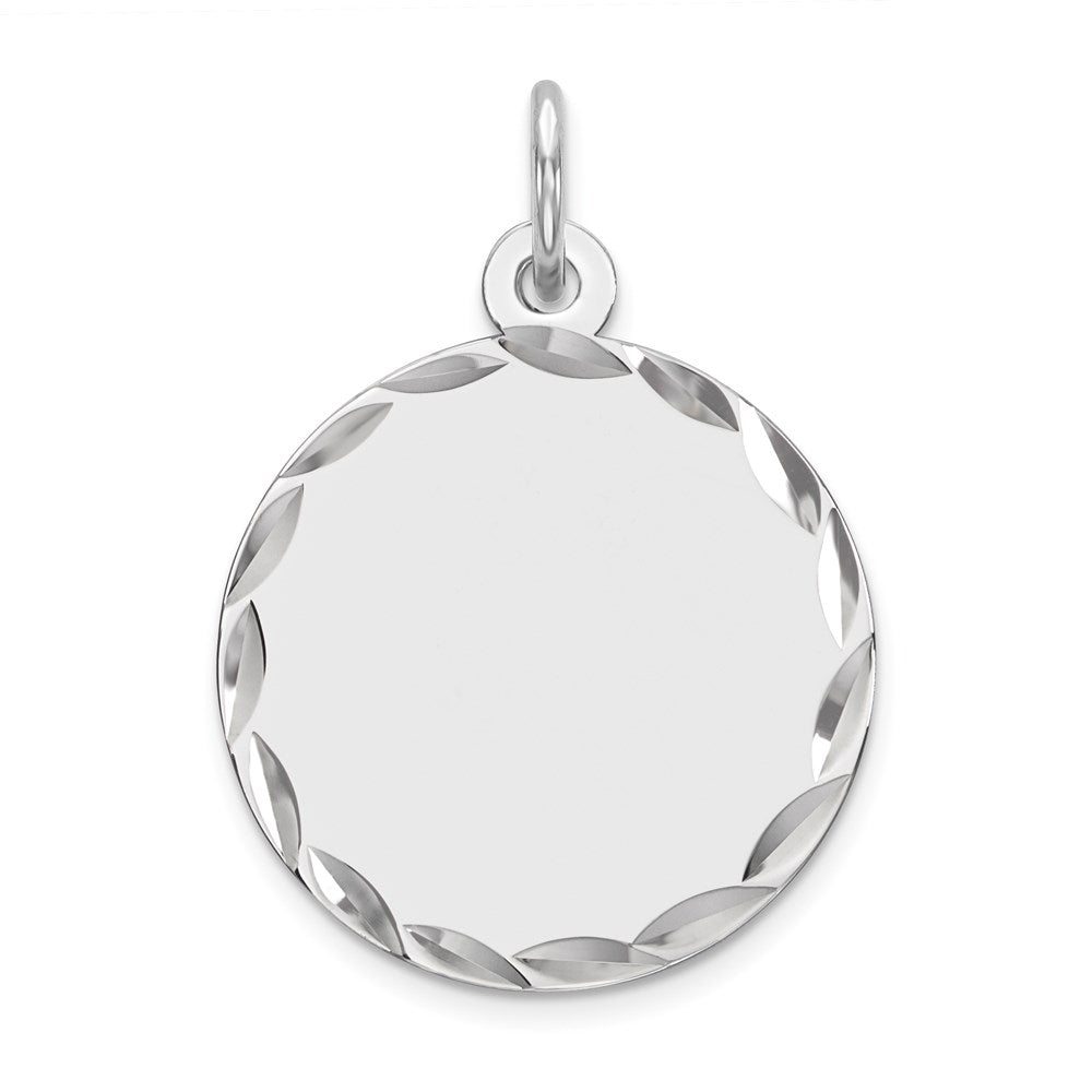 Sterlingsilber Rhodiniert Eng. Rund Poliert Vorderseite/back Plättchen Charm
