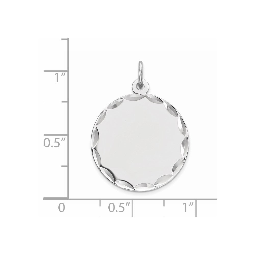 Sterlingsilber Rhodiniert Eng. Rund Poliert Vorderseite/satin Rückseite Plättchen Charm