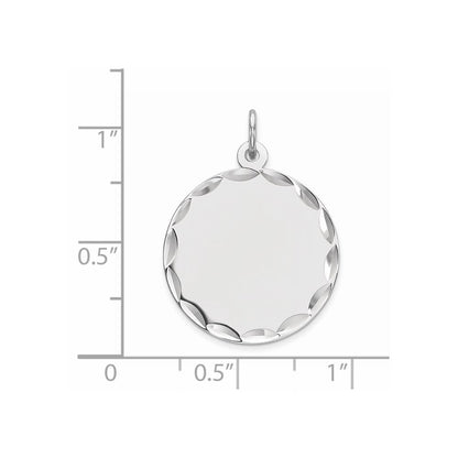 Sterlingsilber Rhodiniert Eng. Rund Poliert Vorderseite/satin Rückseite Plättchen Charm