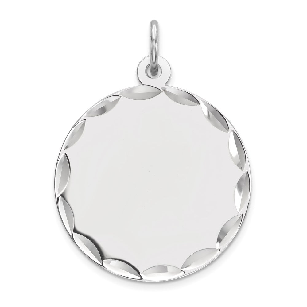Sterlingsilber Rhodiniert Eng. Rund Poliert Vorderseite/satin Rückseite Plättchen Charm
