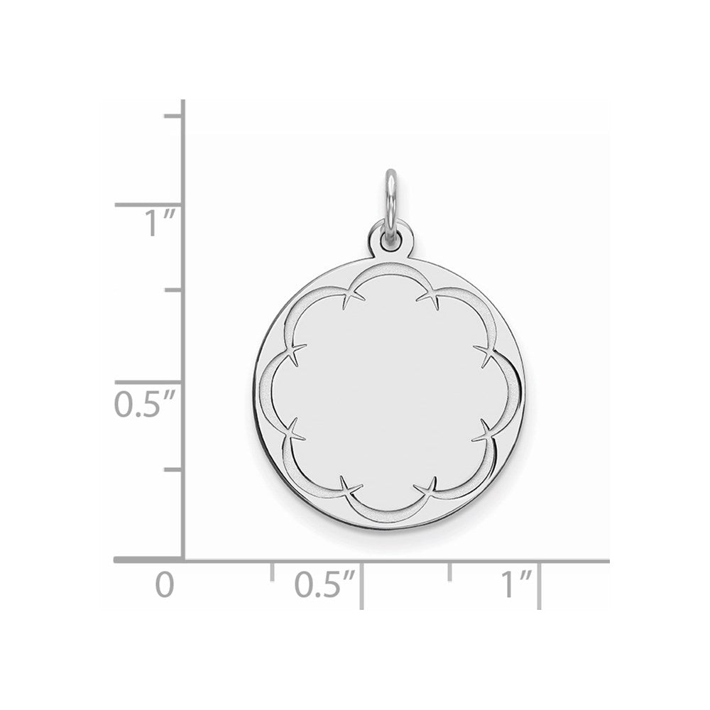 Sterlingsilber Rhodiniert Eng. Rund Poliert Vorderseite/satin Rückseite Plättchen Charm