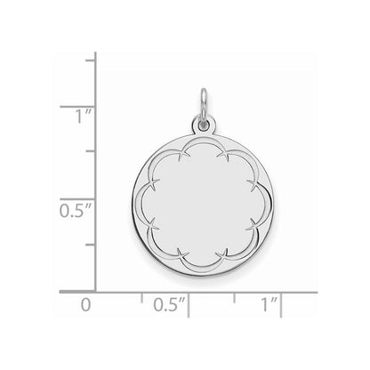 Sterlingsilber Rhodiniert Eng. Rund Poliert Vorderseite/satin Rückseite Plättchen Charm