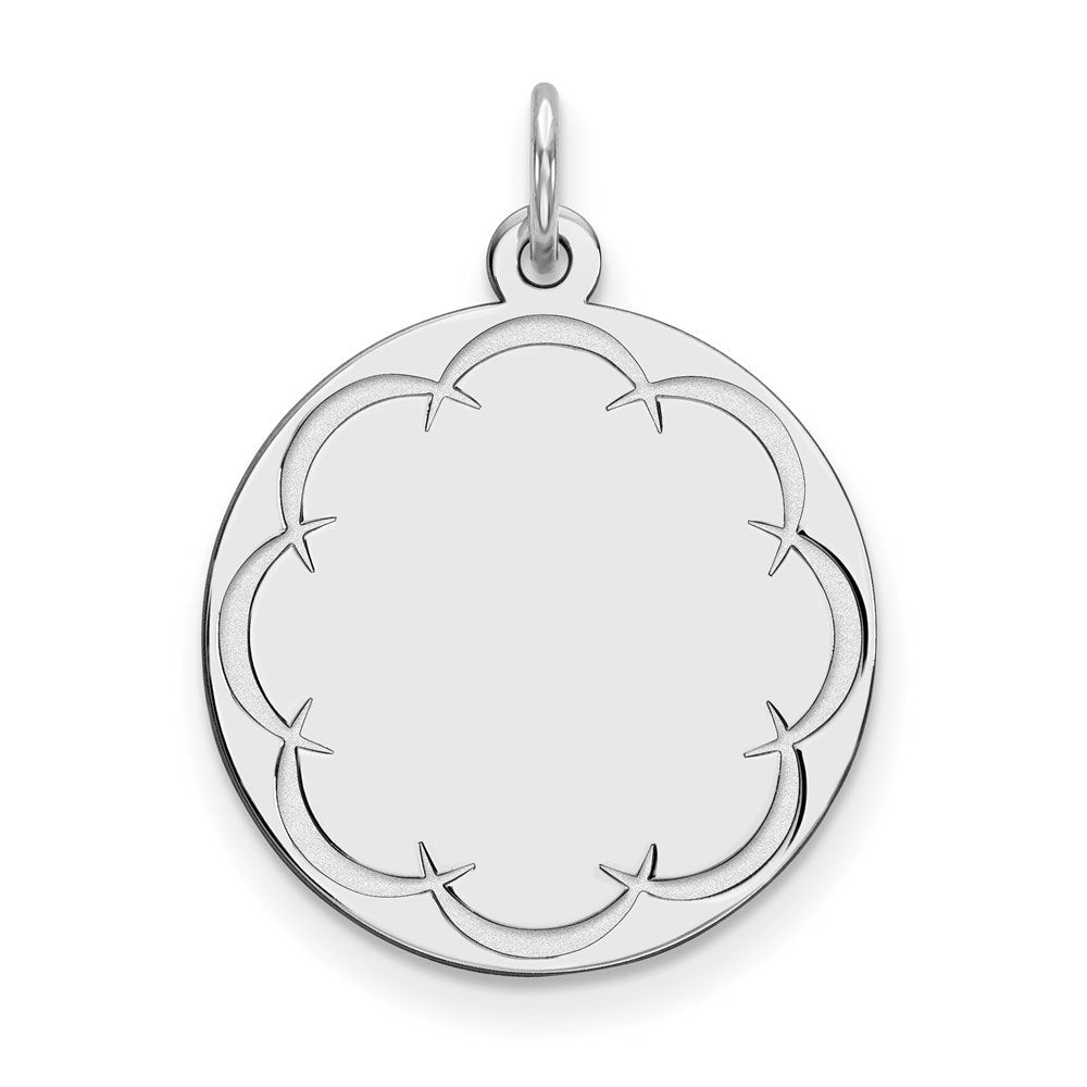 Sterlingsilber Rhodiniert Eng. Rund Poliert Vorderseite/back Plättchen Charm