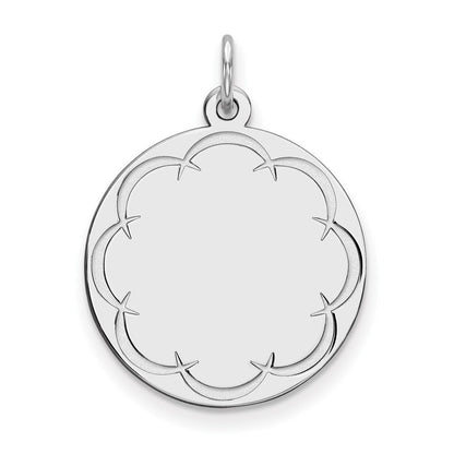 Sterlingsilber Rhodiniert Eng. Rund Poliert Vorderseite/back Plättchen Charm