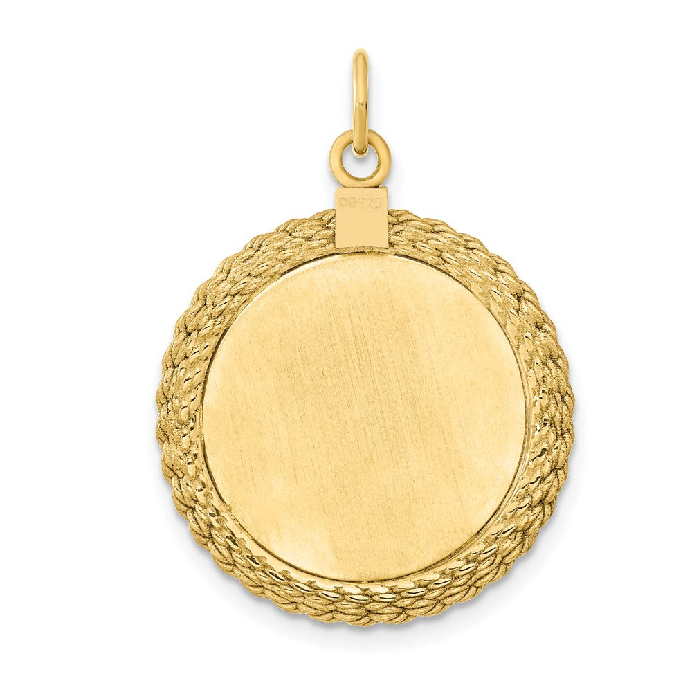 Ss/vergoldet Ss Gold Platte Gravierbar Rund mit Kordel Poliert Vorderseite/satin Rückseite Plättchen