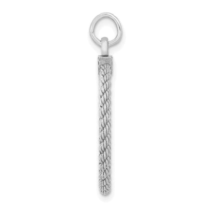 Sterlingsilber Ss Rhodiniert-plt Gravierbar Rund mit Kordel Poliert Vorderseite/satin Rückseite Plättchen