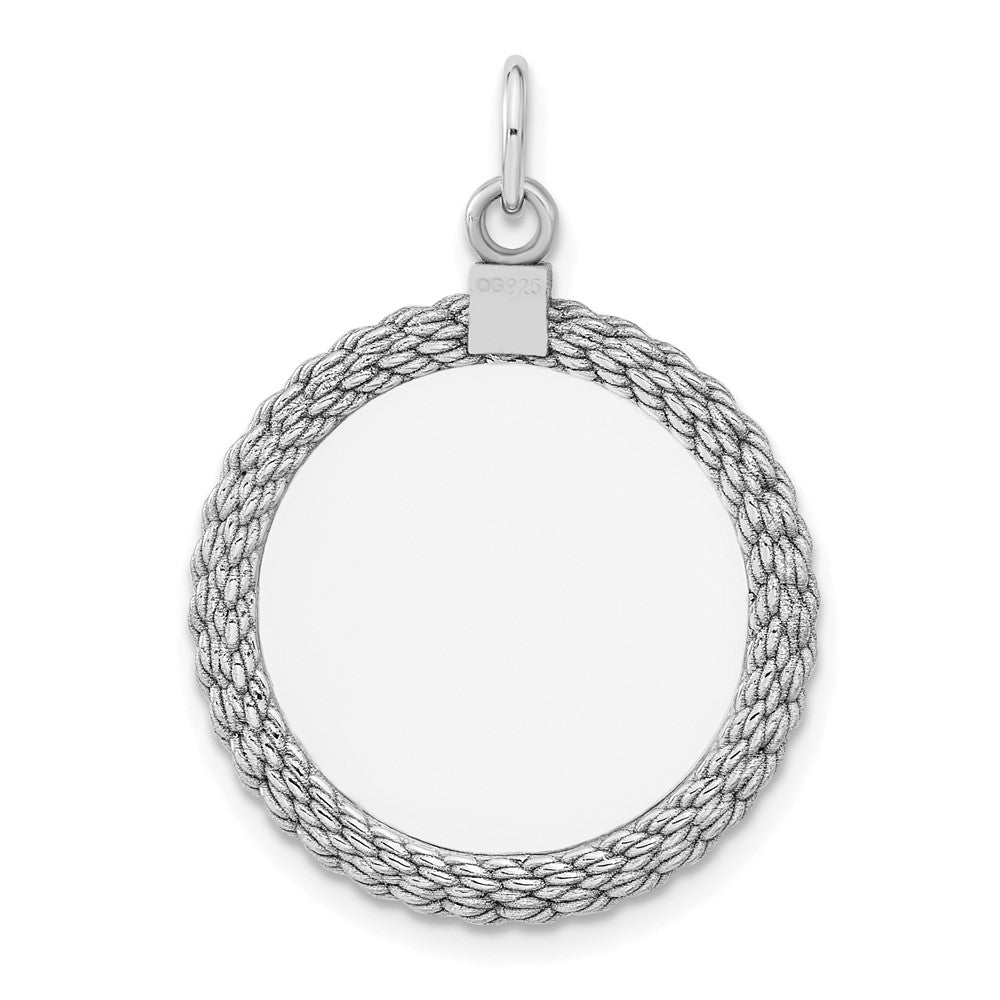 Sterlingsilber Sterl Rhodiniert-plt Gravierbar Rund mit Kordel Poliert Vorderseite/back Plättchen