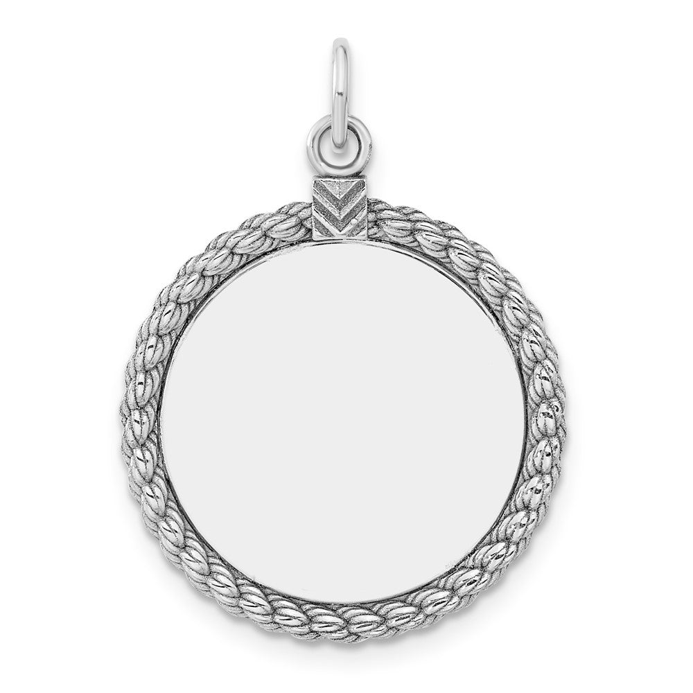 Sterlingsilber Sterl Rhodiniert-plt Gravierbar Rund mit Kordel Poliert Vorderseite/back Plättchen