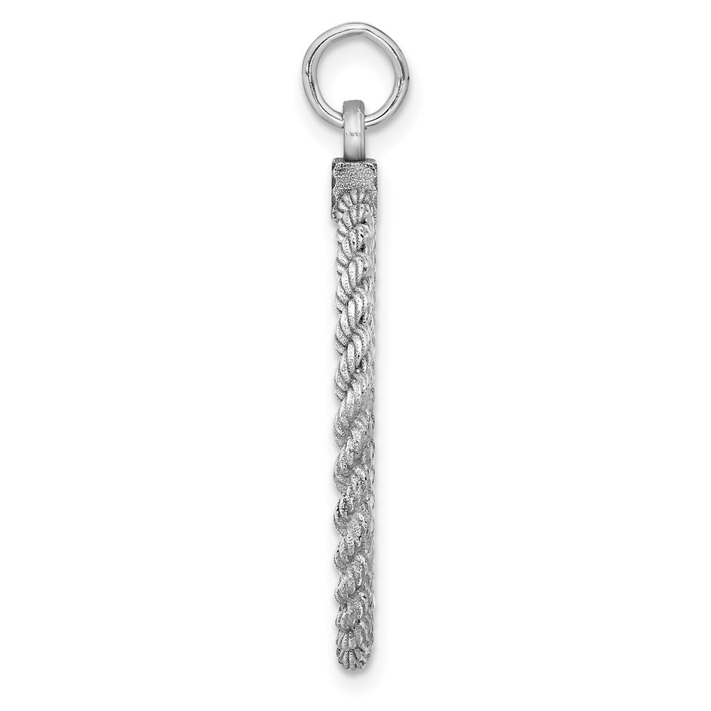 Sterlingsilber Sterl Rhodiniert-plt Gravierbar Rund mit Kordel Poliert Vorderseite/back Plättchen