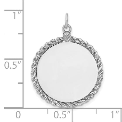 Sterlingsilber Sterl Rhodiniert-plt Gravierbar Rund mit Kordel Poliert Vorderseite/back Plättchen