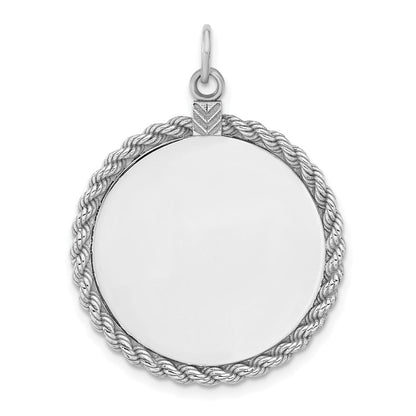 Sterlingsilber Sterl Rhodiniert-plt Gravierbar Rund mit Kordel Poliert Vorderseite/back Plättchen