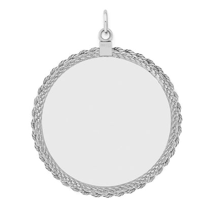 Sterlingsilber Sterl Rhodiniert-plt Gravierbar Rund mit Kordel Poliert Vorderseite/back Plättchen