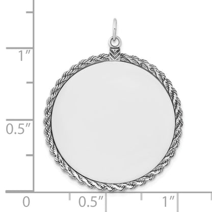 Sterlingsilber Sterl Rhodiniert-plt Gravierbar Rund mit Kordel Poliert Vorderseite/back Plättchen