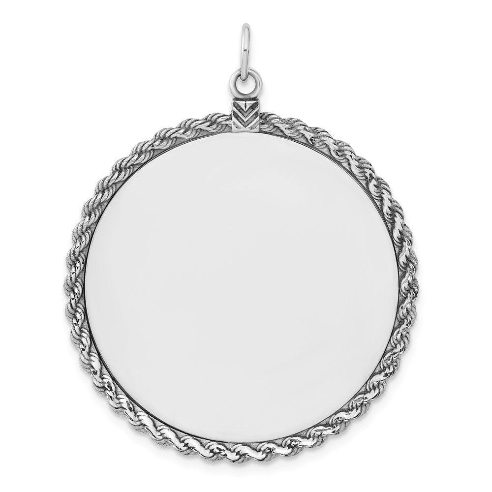 Sterlingsilber Sterl Rhodiniert-plt Gravierbar Rund mit Kordel Poliert Vorderseite/back Plättchen