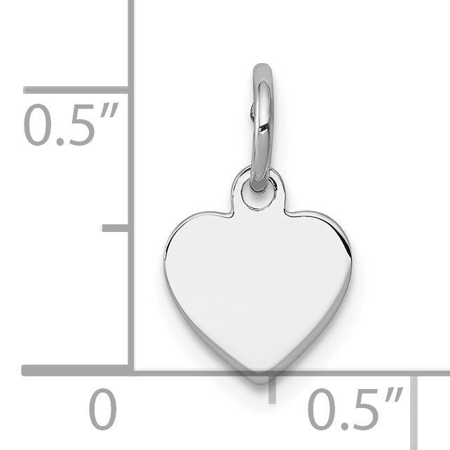 Sterlingsilber Ss Rhodiniert-plt Gravierbar Herz Poliert Vorderseite/satin Rückseite Plättchen Charm