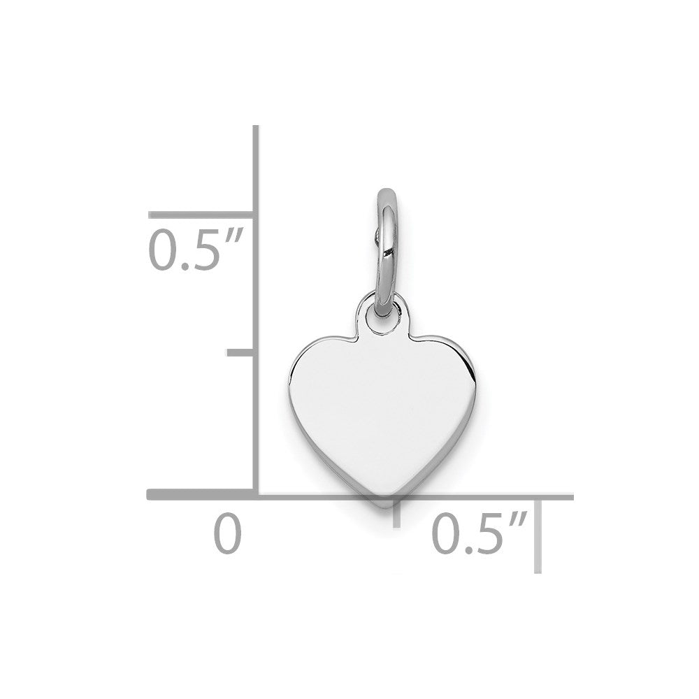 Sterlingsilber Rhodiniert-plt Gravierbar Herz Poliert Vorderseite/back Plättchen Charm