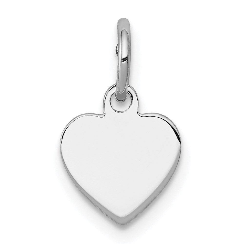 Sterlingsilber Rhodiniert-plt Gravierbar Herz Poliert Vorderseite/back Plättchen Charm