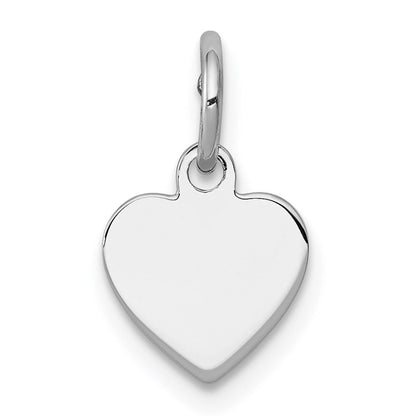 Sterlingsilber Rhodiniert-plt Gravierbar Herz Poliert Vorderseite/back Plättchen Charm