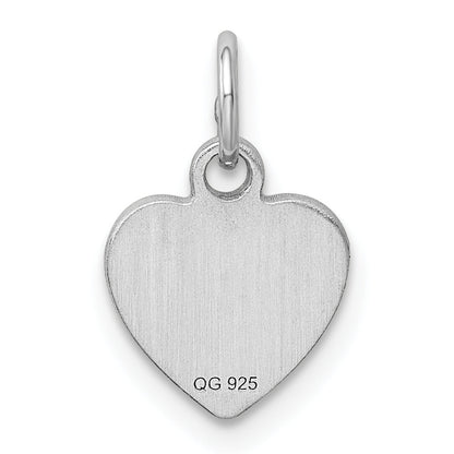 Sterlingsilber Ss Rhodiniert-plt Gravierbar Herz Poliert Vorderseite/satin Rückseite Plättchen Charm