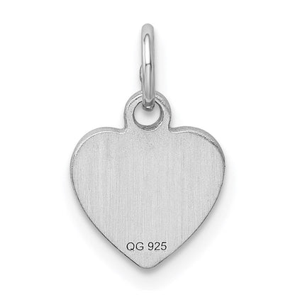 Sterlingsilber Rhodiniert-plt Gravierbar Herz Poliert Vorderseite/back Plättchen Charm